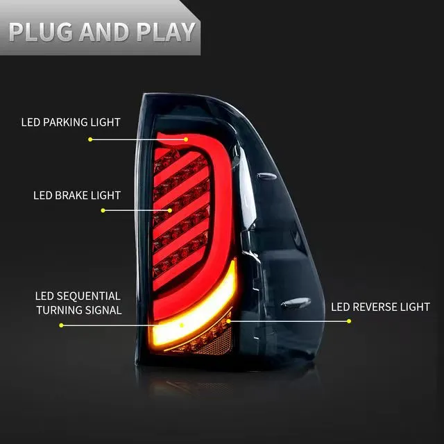 Tylna bieg hamulca mgły ogonowe światło dla Toyota Hilux LED Taillight 2015-2021 Dynamic Turn Signal Sygnał Sygnał Sygnał