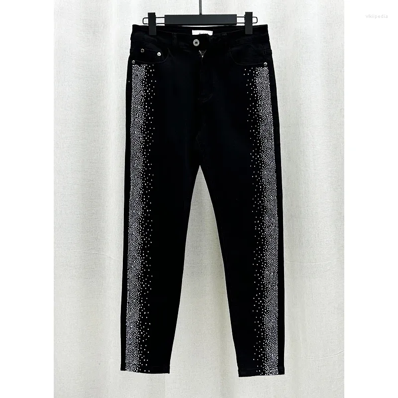 Mens Jeans Spring Fall Women Vintage Black Diamonds High