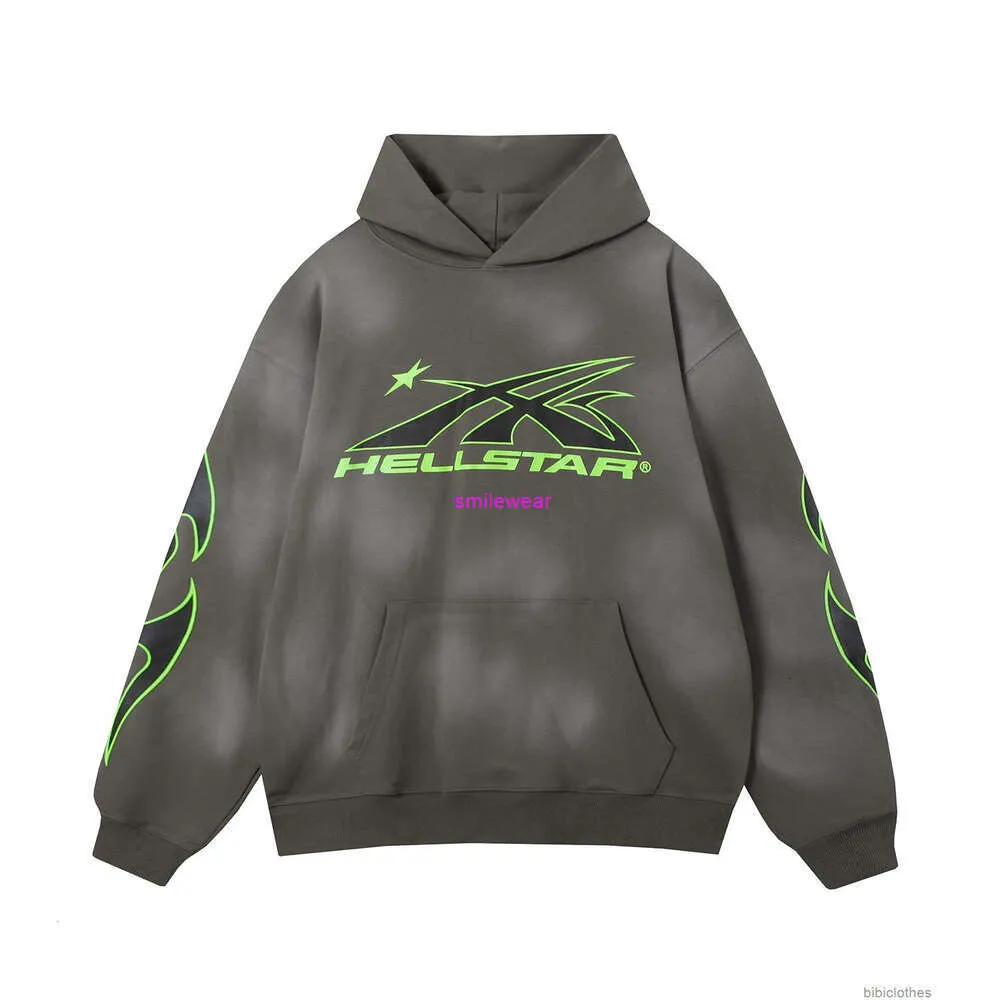 Erkek Tasarımcı Hoodies Hell Star Hoodie Moda Erkekler Sweatshirt Street Giyim Trend Marka Cehennem Yıldız Yeşil Baskı Çamur Yıkama Suyu Gevşek Gevşek Hoodie Sweater 668