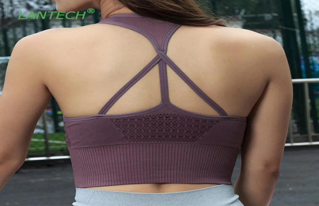 LANTECH Yoga soutien-gorge vêtements de sport Joggings haut de course avec coussinets entraînement culture gilet femmes Fitness Gym sport soutien-gorge énergie sans couture6279716