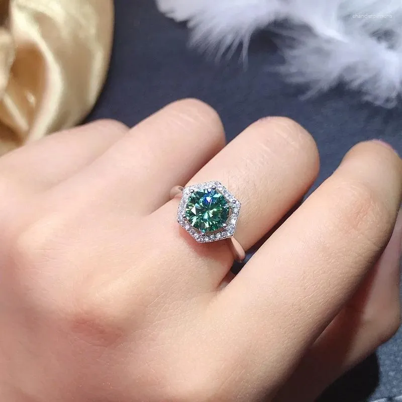 Cluster-Ringe Live Douyin Yanxuan Schmuck Großhandel Acht Herzen und Pfeile Nachahmung Malediven Blau Grün Moissanit Ring