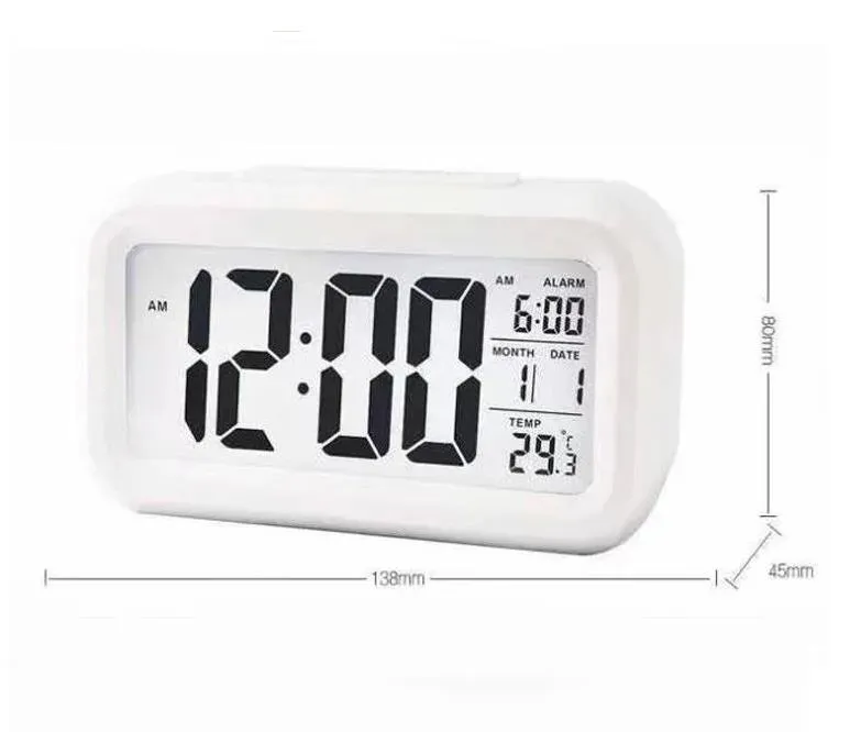 Reloj Despertador Silencioso De Plástico LED Temperatura Inteligente  Fotosensible Junto A La Cama Relojes Despertadores Digitales Snooze Luz  Nocturna Calendario Reloj De Mesa De Escritorio De 1,52 €