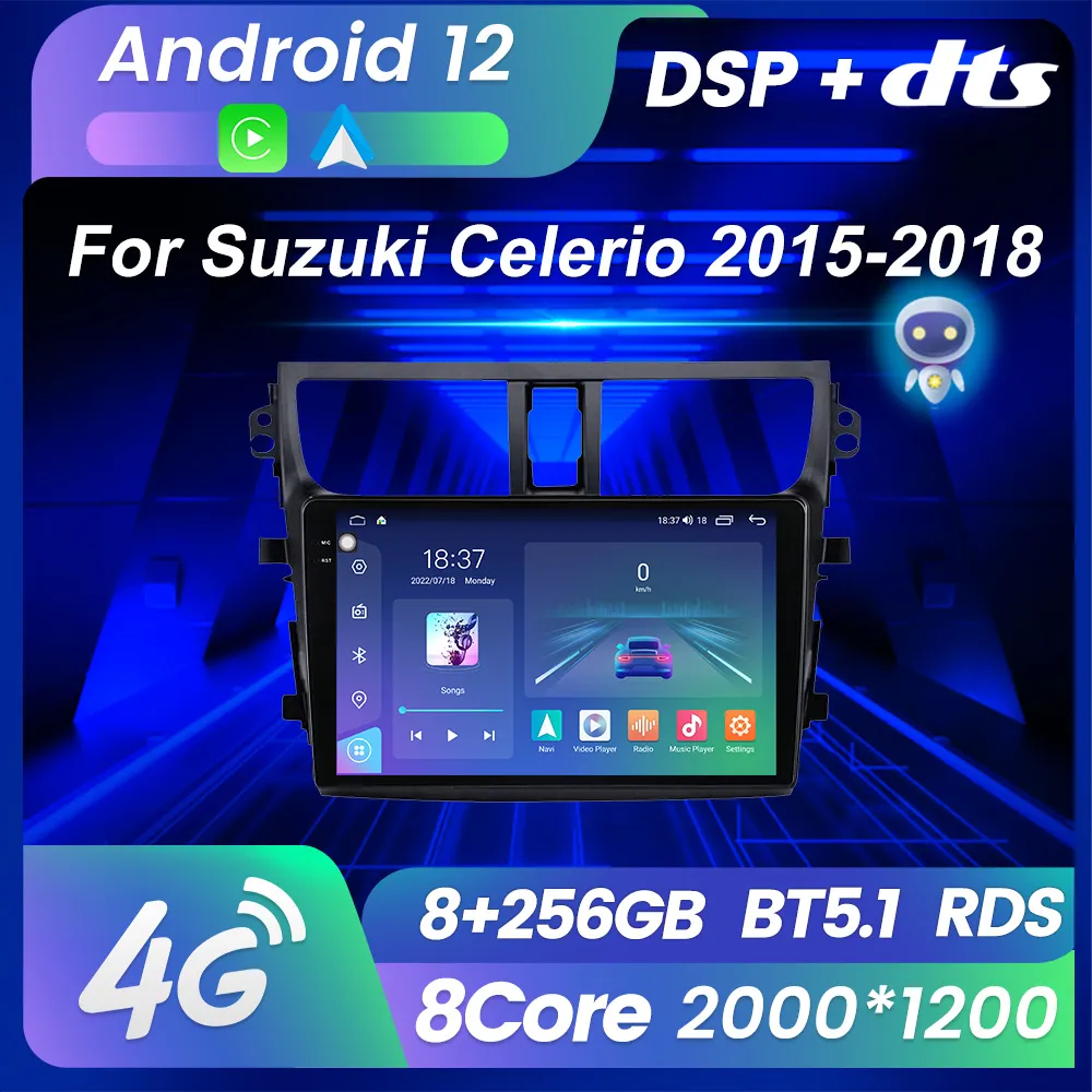 Suzuki Celerio Cultus 2015-2018 Multimidia Video Player DSP Carplay GPS NavigaionのAndroid 12 Car DVDラジオステレオ