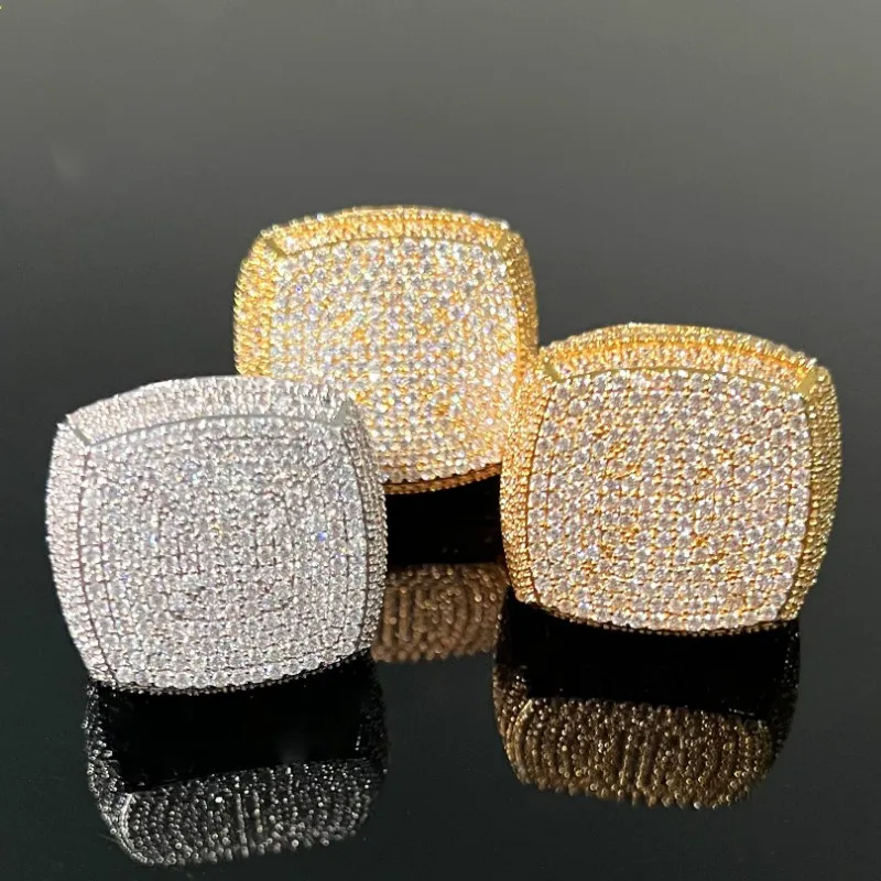 Mode Mannen Vrouwen Ring 18 k Geel Wit Vergulde Volledige Micro Praved Bling CZ Ring voor Mannen Vrouwen Hot nieuwe Cadeau voor Vriend