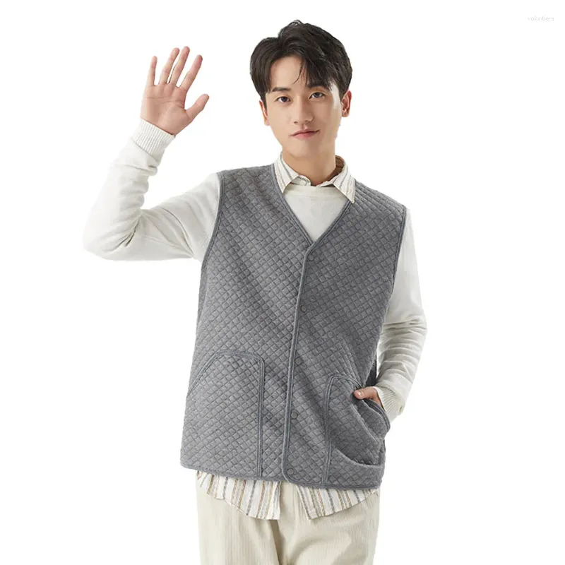 Men's Vests Knit Liner Vest Sweater Cardigan Button Up V Neck Men Keep Warm Loungewear Cozy Black Gray Slight Stretch