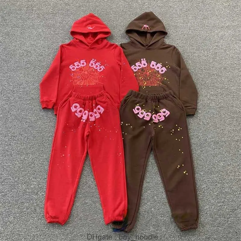 Nuovo 24ss designer Kids 'Sp5der 555555 Felpa con cappuccio da ragazzo per ragazza marchio di moda Spider Web Stampa Felpe da uomo con cappuccio da donna pantaloni tuta 4OBU