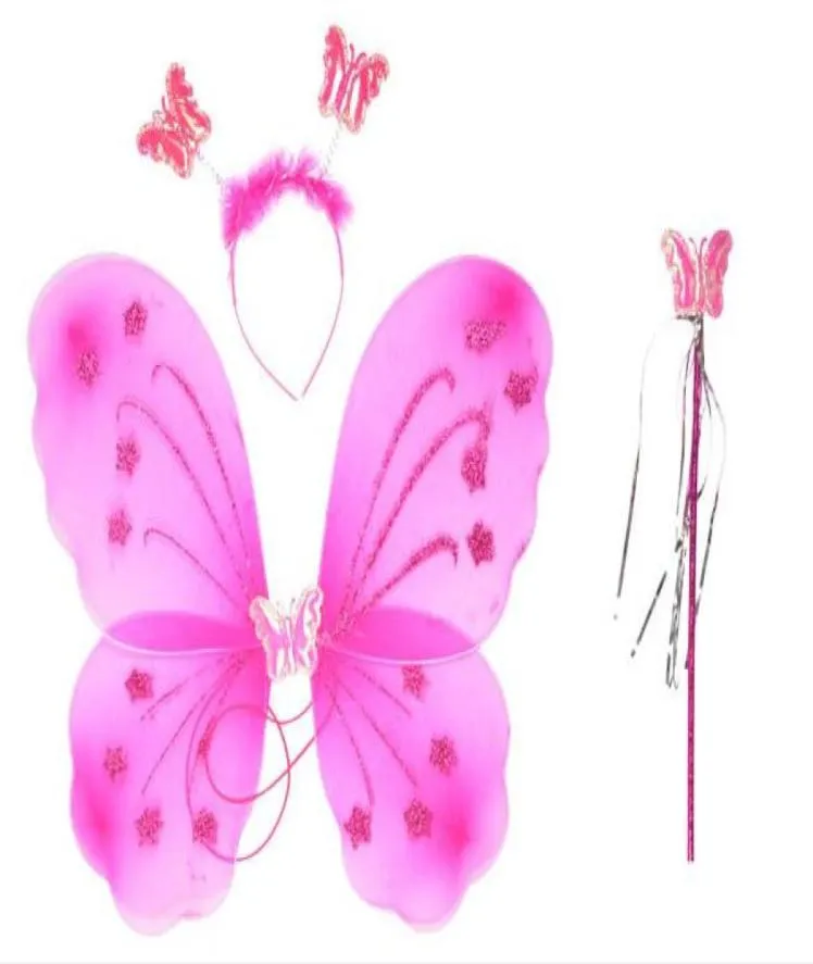 Dzieci 039S Dzień wydajności Kostium pokazowy sukienki Hair Hoop Fairy Stick Butterfly Anioł Wing Singlelayer Treepiece SE6611468