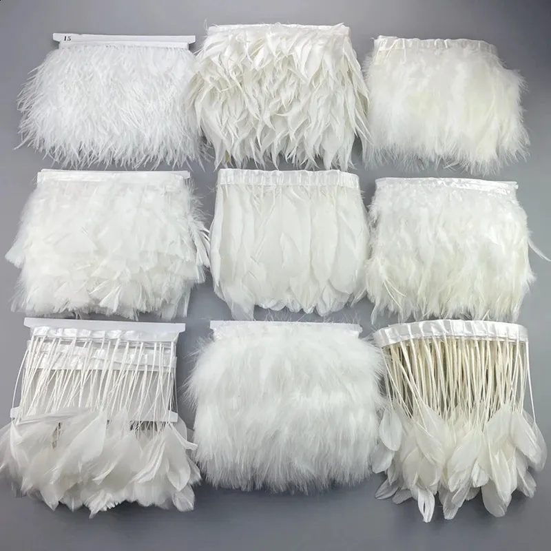 Other Event Party Supplies 1Meter White Black Pheasant Feathers for Clothes Feather Trim Needlework Tape Fluffy Turkey Ostrich Goose Marabou Fringes Sewing 231118