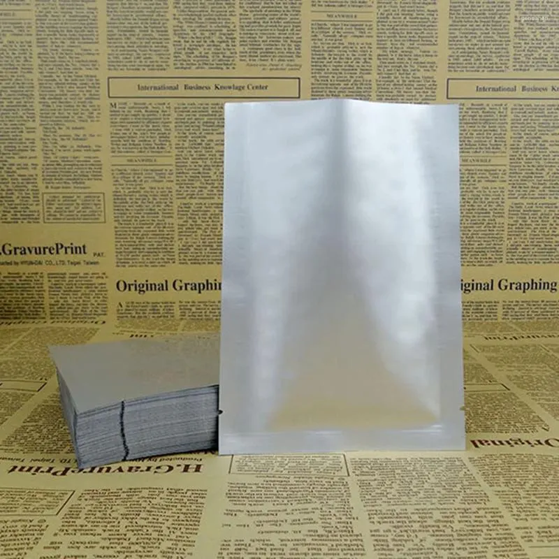Bolsas de almacenamiento 20 30 cm 200 unids / lote Evento Papel de aluminio puro Embalaje Bolsa de vacío Open Top Silver Mylar Paquete de sellado térmico Bolsa para alimentos