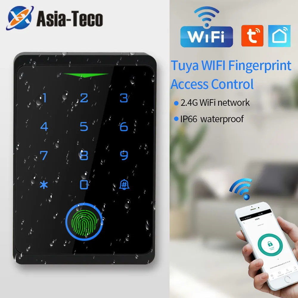 Access Control Card Reader Tuya App Door Lock IP66 Vattentät nyckelfri fingeravtryck WiFi Access Control Standalone Keypad Fingerprint Em RFID Card Door Entry 230419