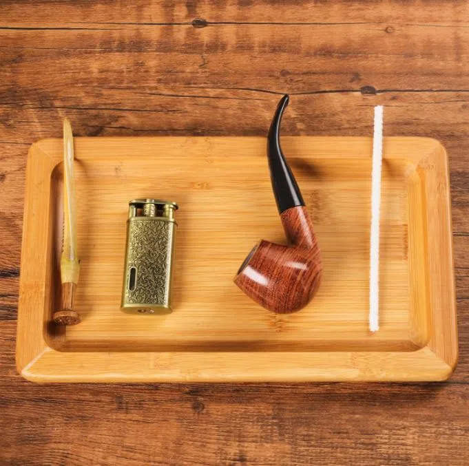 Smoking Pipes Bamboo and Wood Awakening Grass Plate, Pipe, Cut Tobacco Storage Plate, Hand Rolled Cut Tobacco