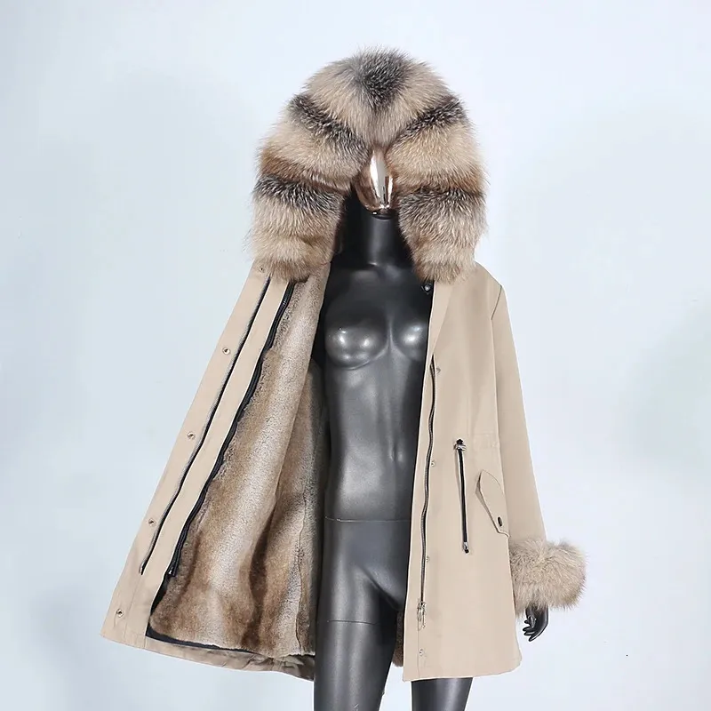 Women's Fur Faux Fashion Waterproof Long Parka Real Coat Winter Jacket Women Natural Collar Hooded Cuffs Thick Warm Detachable 231120
