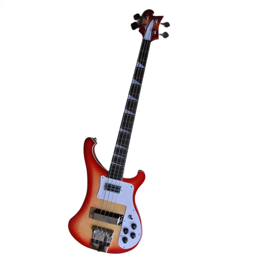 Fabrikbenutzerdefinierte 4-saitige E-Bass-Gitarre mit weißen Perleneinlagen, Stachelrochen-Bass-Angebot Logo / Farbe anpassen