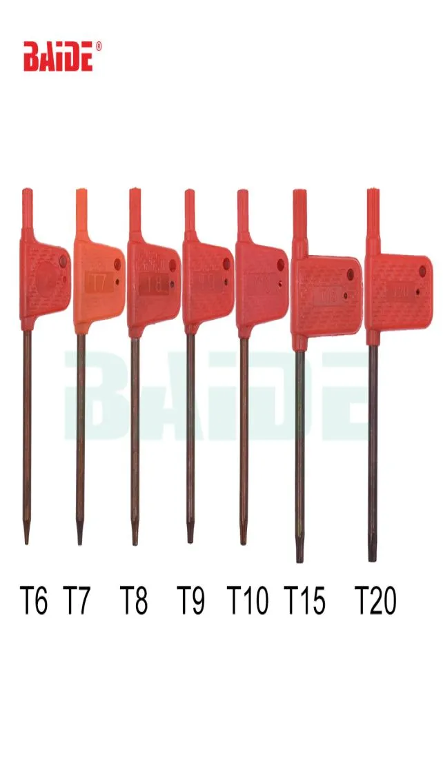 T6 T7 T8 T9 T10 T15 T20 Torx Screwdriver Spanner Key Small Red Flag Screw Drivers Tools 200pcslot1050596