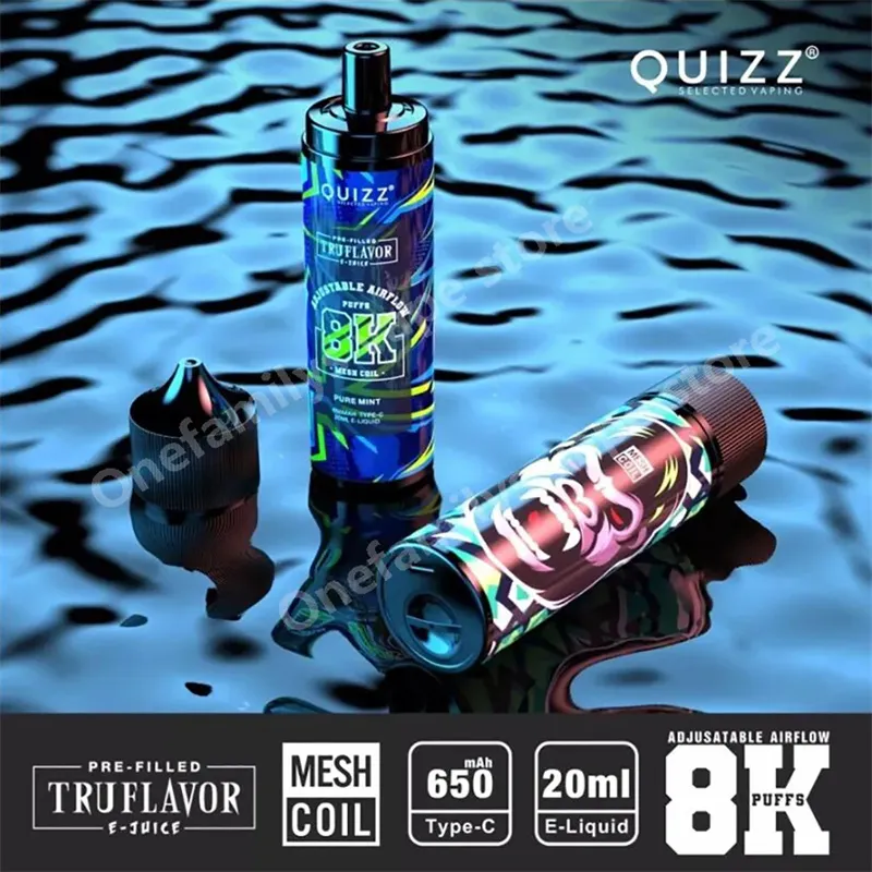 100% autentyczna quizz QD62V2 Doładowalne papierosy 8000 trafień 5% 20 ml Pen Pen 650 mAh Zestaw rozruszny Portable Stick 20 Szczep