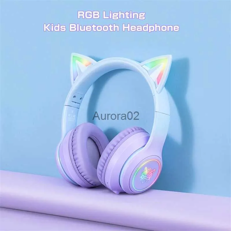 Mobiltelefonörlurar Nya B90 Trådlös Bluetooth-gradient Headset HD Noise-Cancelling Mic RGB Gaming-hörlurar lämplig för barn och vuxna ankare YQ231120