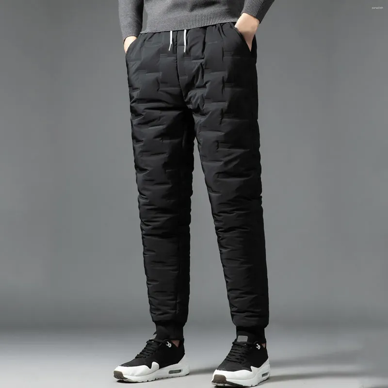 Erkek pantolon pamuklu pad pantolonlar rahat pantolon kış sıcak tozluk katı kalınlaşmış cepler çizim pantalonları