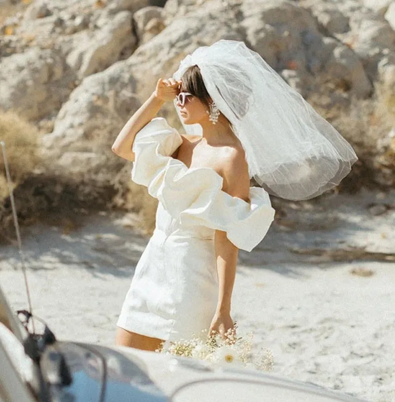 short princess wedding dresses A-Line/Princess Ruffles V-neck Sleeveless Satin Tea-Length Wedding Dresses