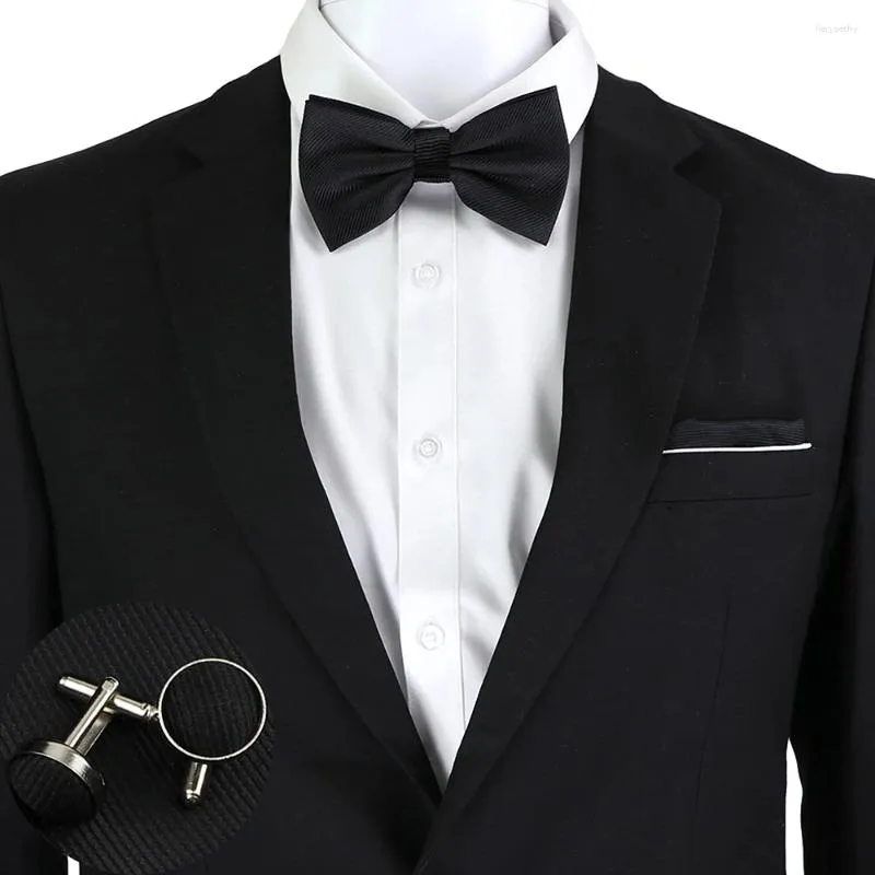 Bow Ties Men Set Solid Color Bowtie Cravat Mankiety Mankiety chusteczki moda Maszy Motyl Wedding na akcesoria koszulowe