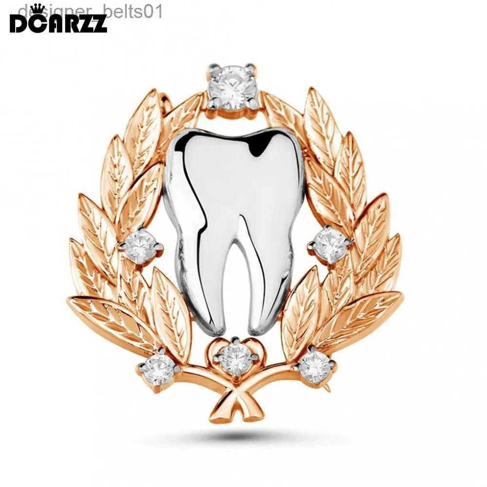 Broches Broches DCARZZ broche de dent dentaire médicale de luxe broche charme oreille de blé dents en cristal médaille Lel sac à dos Badge bijoux pour dentiste infirmière L231120