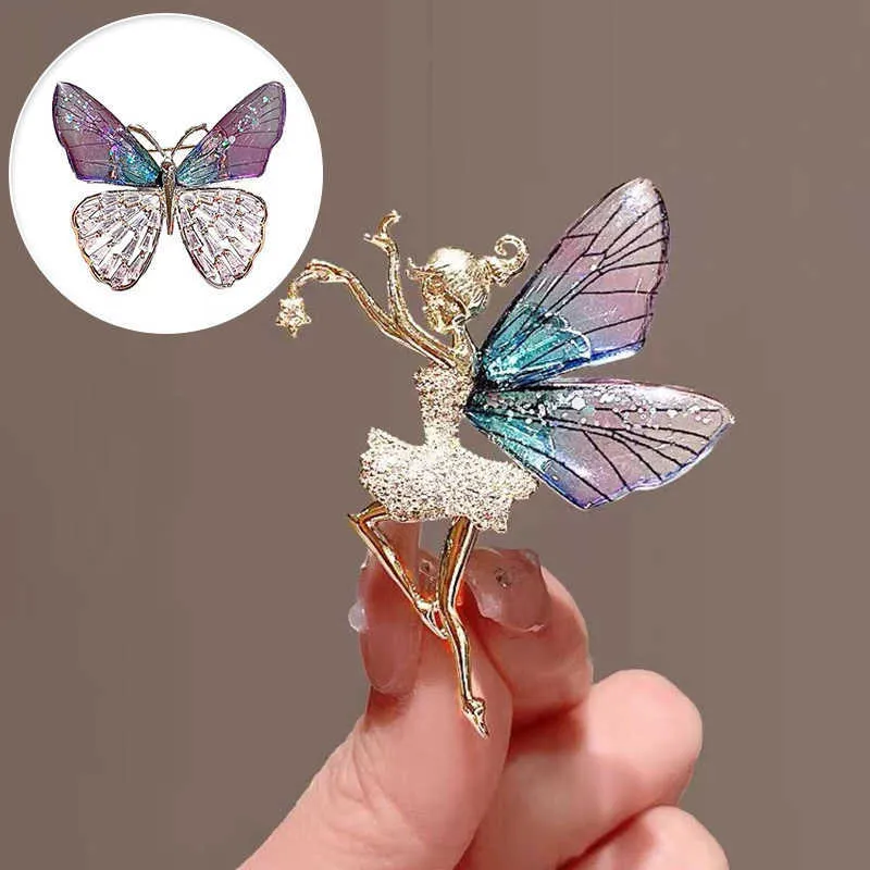 Pins Brooches Fashion Angel Inlaid Zircon Brooch Alloy Rhinestone Sequin Corsage for Women Butterfly Dragonfly Bee Brooch Insect Jewelry Gifts Z0421