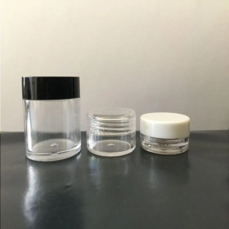 3ml 5ml 10ml Açık Boş Jar Kozmetik Plastik Yuvarlak Şişe Pot Makyaj için Göz Farı Çiviler Toz Konteyner 100 PCS Lot Gram Boyut Tfogi