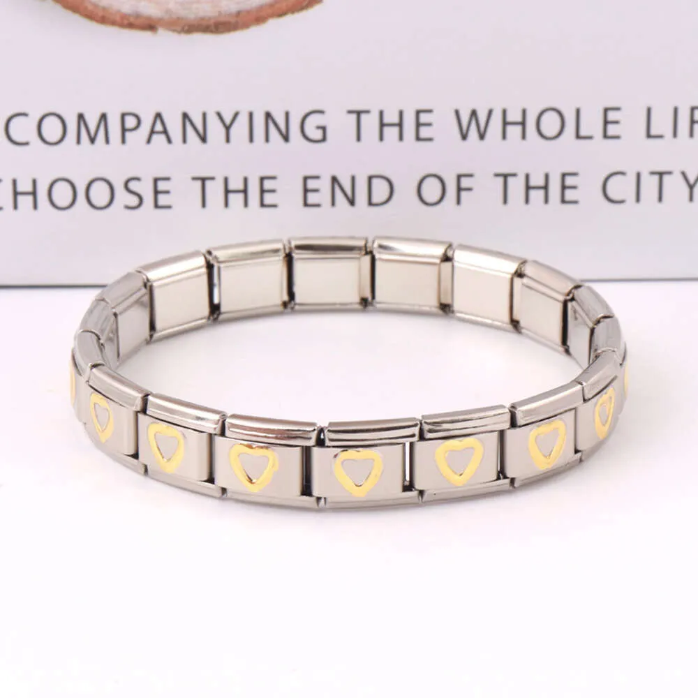 Bracelet en acier inoxydable, or, cœur de pêche, bijoux, élastique, cadeau à la mode