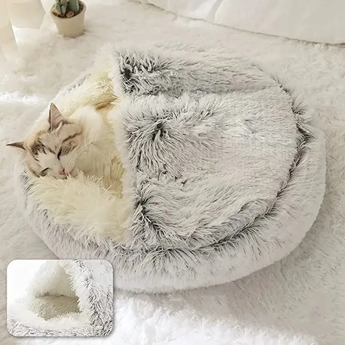 canili penne Inverno peluche pet gatto letto circolare stuoia casa calda cestino sacco a pelo nido cane 2in1 231120