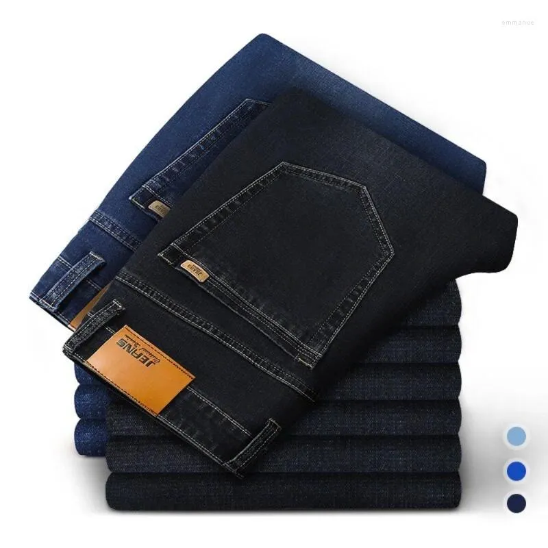 Męskie dżinsy plus rozmiar 28-40 mężczyzn wiosna jesień moda swobodna klasyczna szczupła elastyczna elastyczna strój długie dżinsowe spodnie czarny niebieski