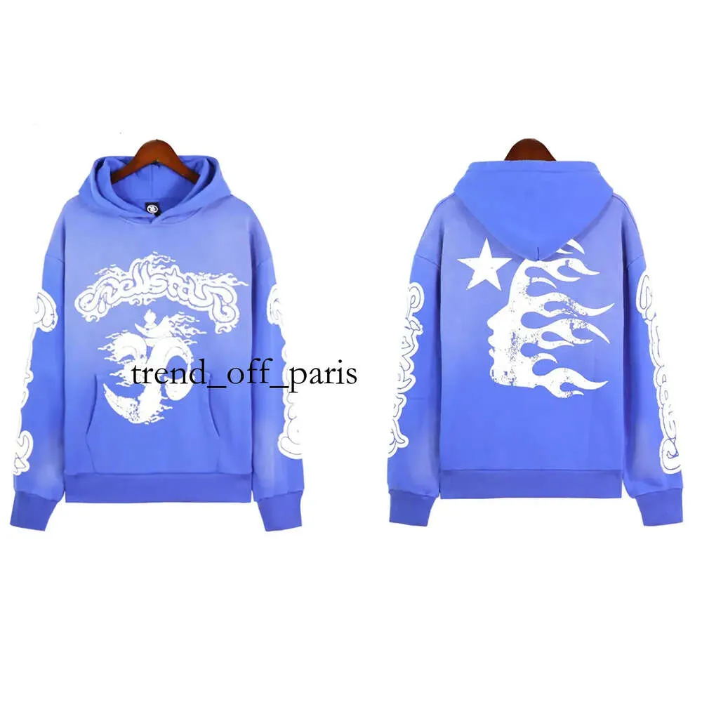 トップス Hellstar Yoga Hoodie Blue Men Designer Hoodie Hellstar Studios Blue Yoga Mens and