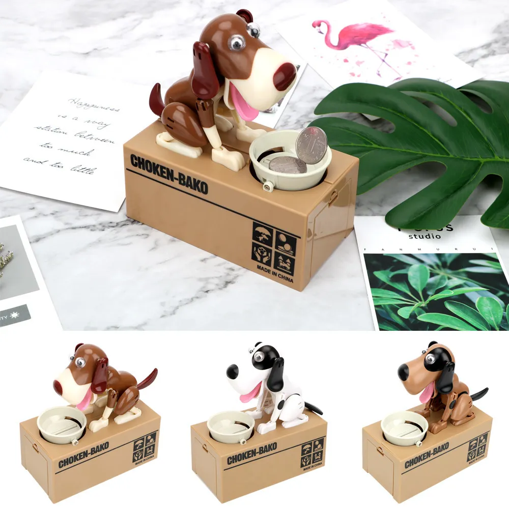 Nyhetsartiklar Electronic Piggy Bank Money Box Automated Cartoon Robotic Dog Steal Children's Coin Saving Banks Plastic Kids Gift Home Decor 230420