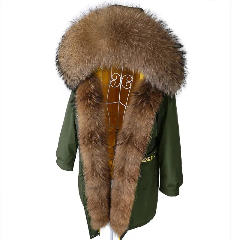 Vrouwen Down Parka Maomaokong Echt Bont Jas Vrouwen Lange Jas Warm Uitloper Grote Kraag Luxe Vrouwelijke Kleding Puffer 231120