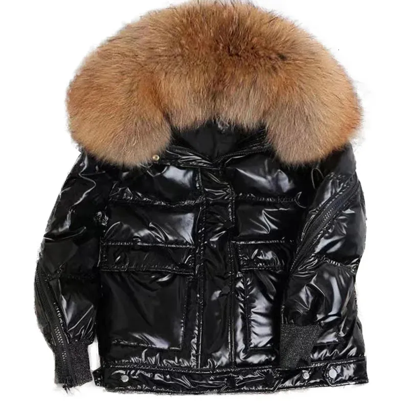 Maomaokong – parka d'hiver noire pour femme, vêtement féminin avec col en vraie fourrure naturelle, manteaux chauds bouffants, 231121