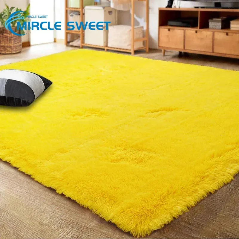 Carpet MiRcle Sweet Yellow Carpet for Living Room Plush Rug Bed Room Floor Fluffy Mats Home Decor Rugs Soft Velvet Bed Beside Kids Room 231120