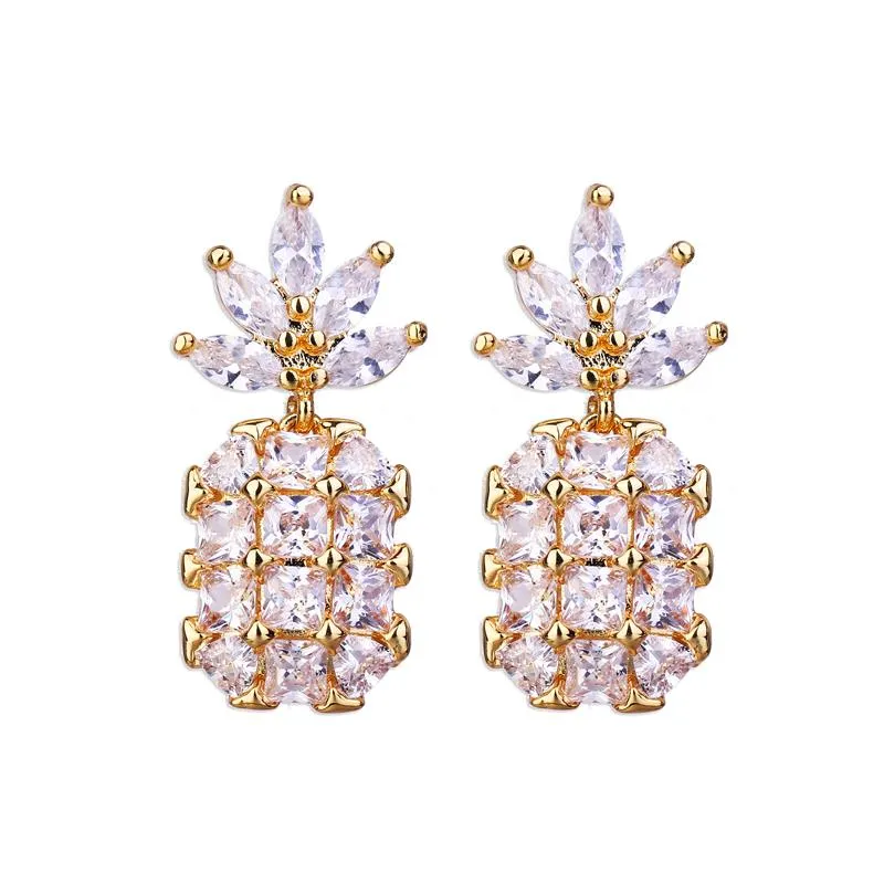 Boucles D'oreilles Bettyue Marque 3 Couleurs Ananas De Mode Charme Design Élégant Cubique Zircon Boucle D'oreille Pour Les Femmes De Mariage Bijoux Cadeau De Fête