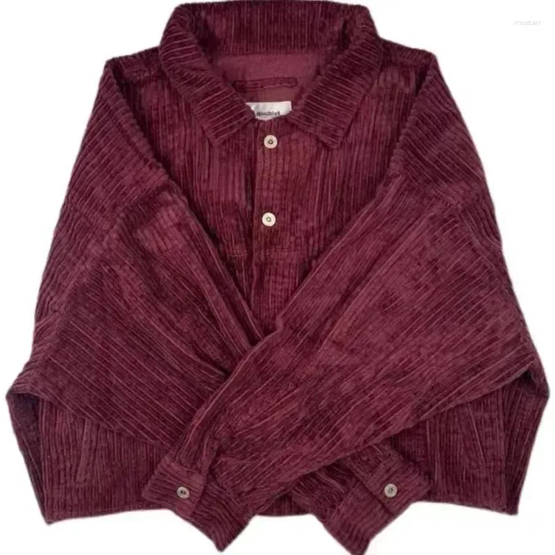 Giacche da uomo Cappotto rosso vino stile giapponese DOUBLET Giacca corta giapponese retrò per uomo e donna allentata casual in velluto a coste lavato