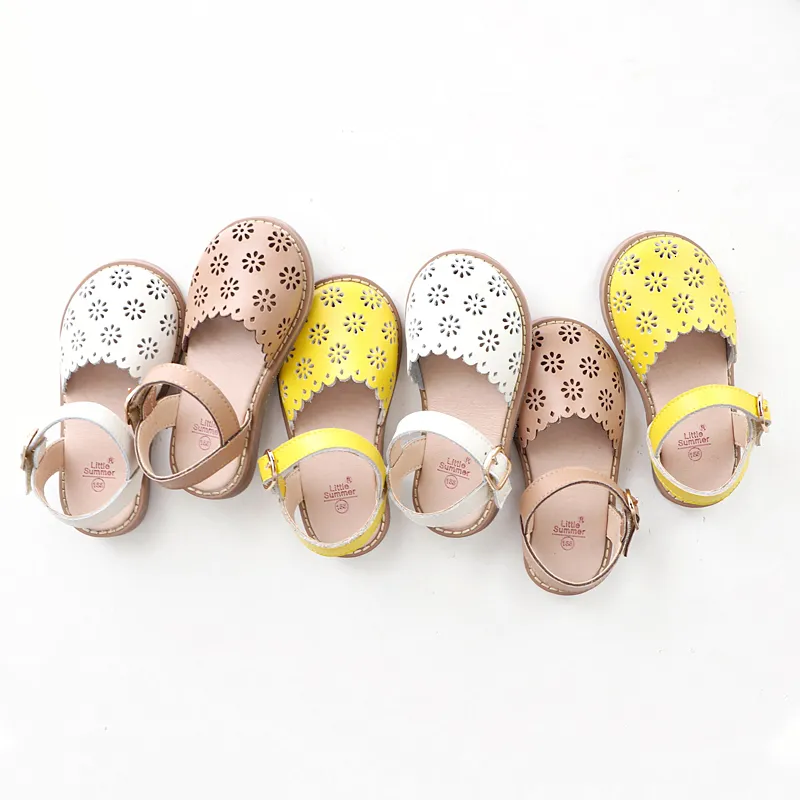 Sandals Summer Girls Sandals Cut-Outs Petal Kids Shoes Genuine Leather Princess Sandals High-grade Children Sandals 3-9T 230421