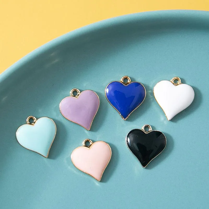 Charms 5Pcs Cute Colorful Heart Shape Enamel Charm All Colors Tiny Pendant For Jewelry Necklace Earrings Bracelets MakingCharms