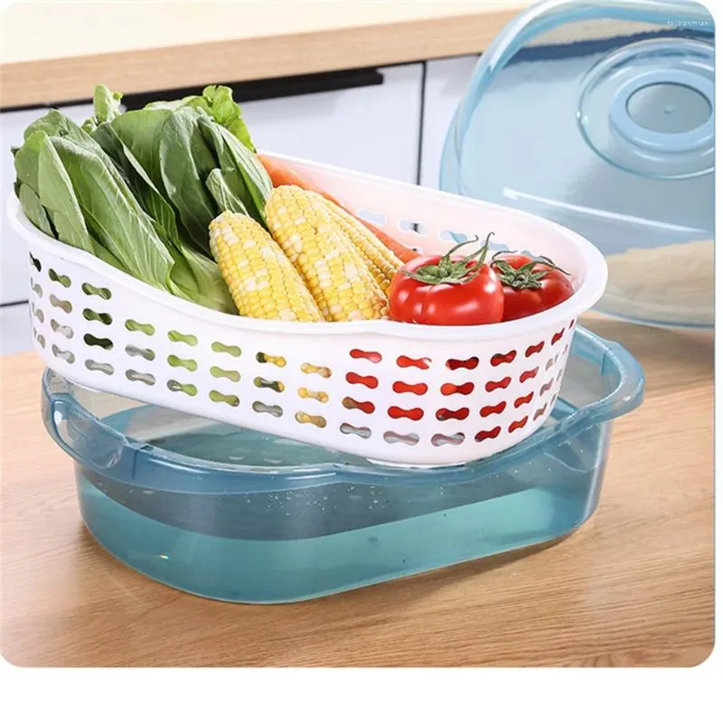 Panier de vidange de vaisselle multifonctionnelle créative, rangement de cuisine, lavabo de lavage de fruits et légumes, boîte à vaisselle avec couvercle
