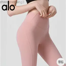 24SSS Desginer Aloo Yoga Summer New Pants Women`s High Waist Elastic Tights Running Sports Peach Hip Lifting Fitness Pants