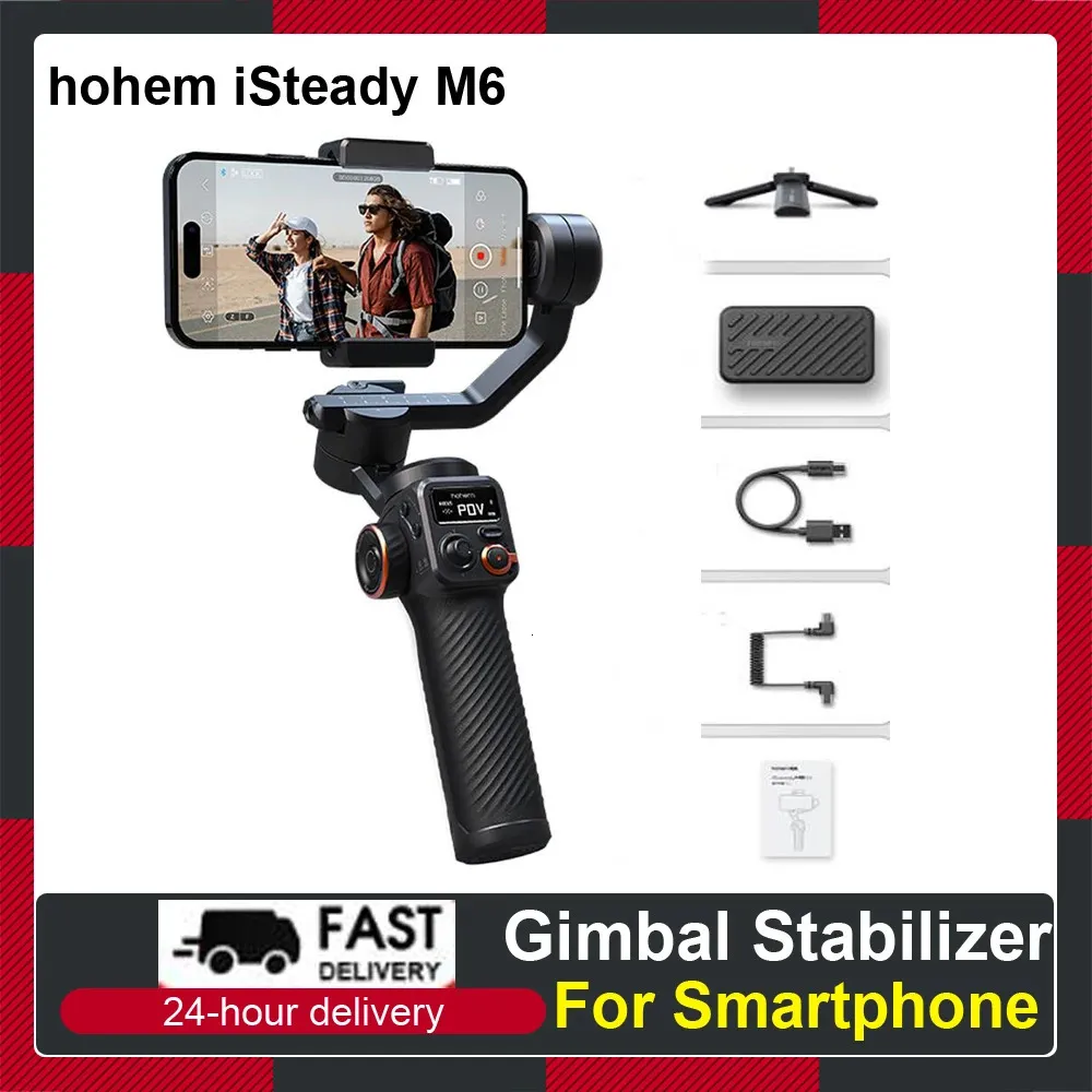 Stabilizers Hohem IsTeady M6 3 Axisスマートフォンジンバルスタビライザー用iPhone 15 14 13 12 11シリーズメイト60 50 30 P50 Pro 231117