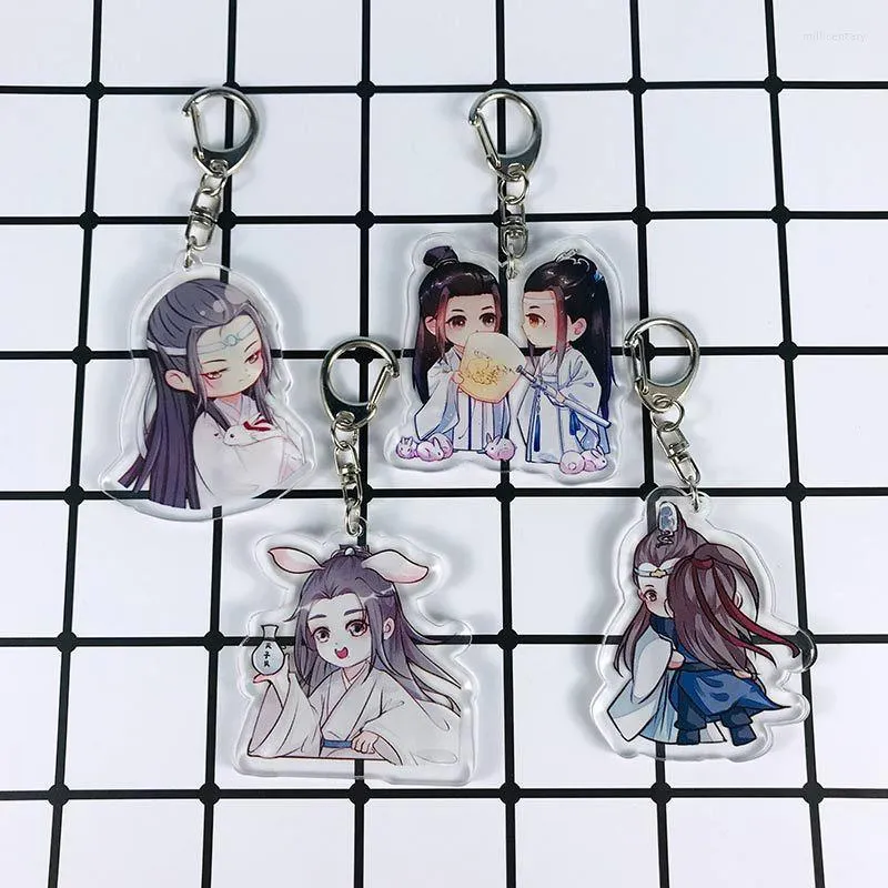 Porte-clés Wei Wuxian Lan Wangji Anime Porte-clés Dao Zu Shi Hommes Porte-clés Pour Femmes Kawaii Figure Charmes Acrylique Porte-clés Pendentif Cadeaux