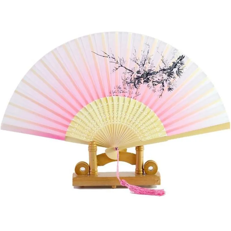 Party Favor Silk Folding Fan Party Favor Chinese Japanese Pattern Art Craft Gift Home Decoration Ornaments Dance Hand Fans Drop Delive Dh5O8