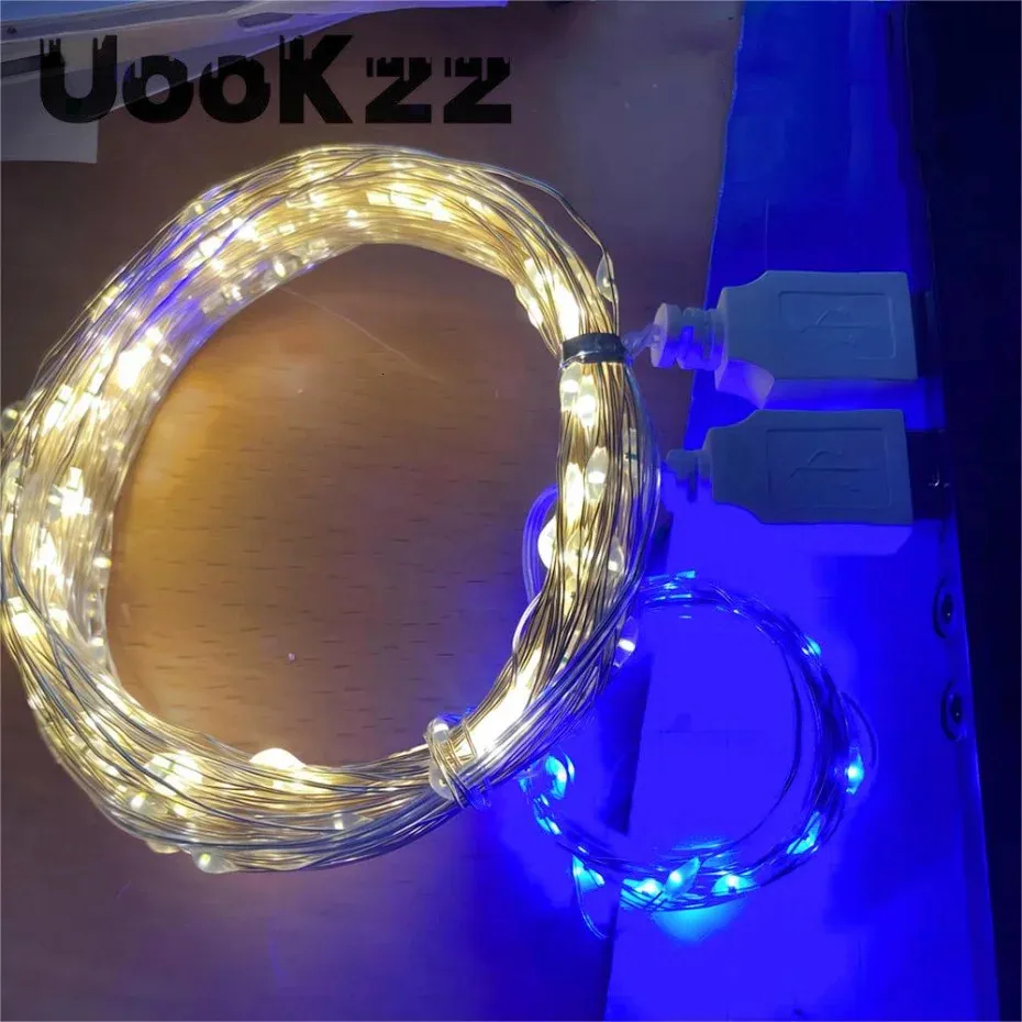 Christmas Decorations UooKzz USB LED String Lights Copper Silver Wire Garland Light Waterproof Fairy For Wedding Party Decoration 231120