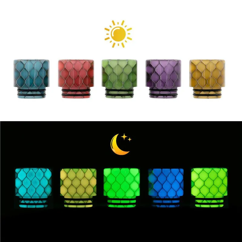 Noctilucent Snakeskin 810 Drip Tips Acessórios para fumar Suporte de resina epóxi de furo largo TFV8 TFV12 Bocal para 810 Thread TFV 8 12 Big Baby Smok Sub Ohm Atomizadores de tanque