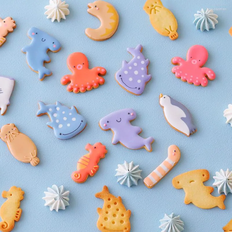 Baking Moulds 3Pcs Cute Sea Animal Biscuit Mould Press Type Stamp Cake Tool Cookie Cutter Mold Set