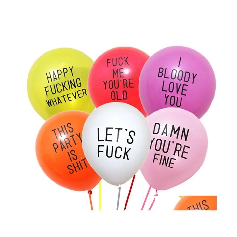 Balloon 100 stcs/lot 10inch beledigende ballonnen grappige ruwe Badass Bachelorette Party Decorations Offensieve Prank Collection Drop Delivery Dh7d6