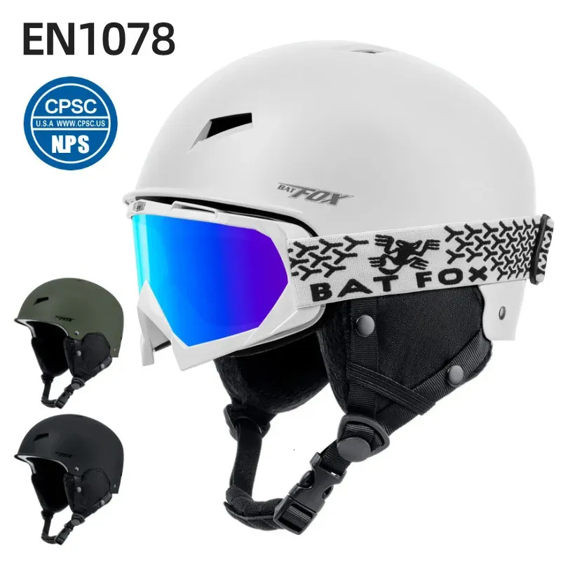 스키 헬멧 Batfox Unisex Ski Helmet 반으로 덮인 스키 스키 보드 겨울 스포츠 헬멧 스노우 스키 스케이팅 적절한 홀드 헬멧 남성 여성 231120