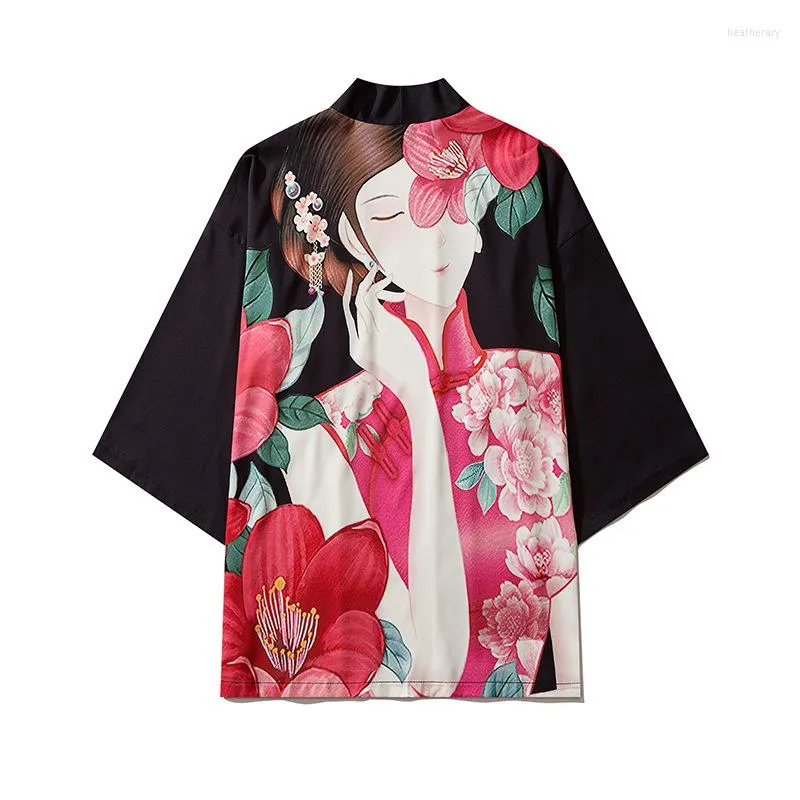 民族服日本の着物カーディガンジャケットメンサマー美しい女性パターン着物路上シャツメンズヨーカタ女性