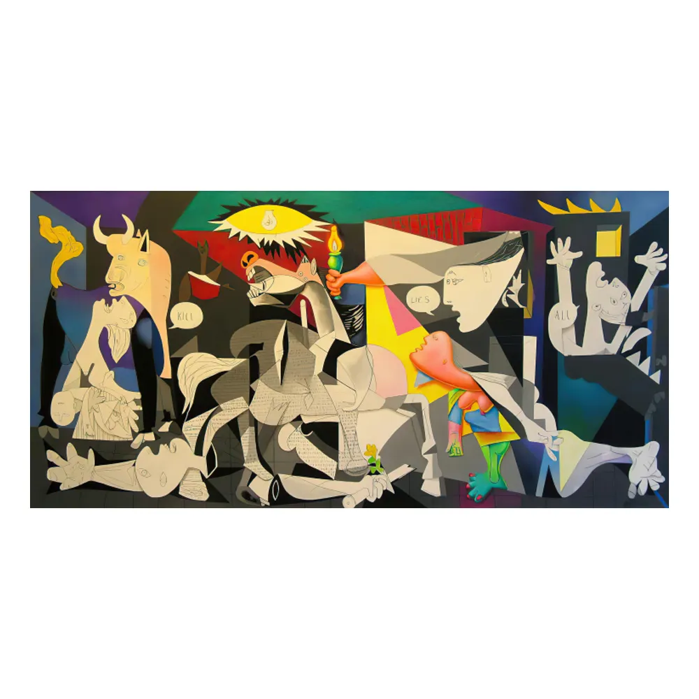 HNKDKJ Pablo Picasso Dipinti d'Arte Volti di Donna Colorati Linea Arte Immagini su Tela Stampa Enorme Decorazione da Parete retrò 50x100 cm/20x39 Pollici-Cornice Interna